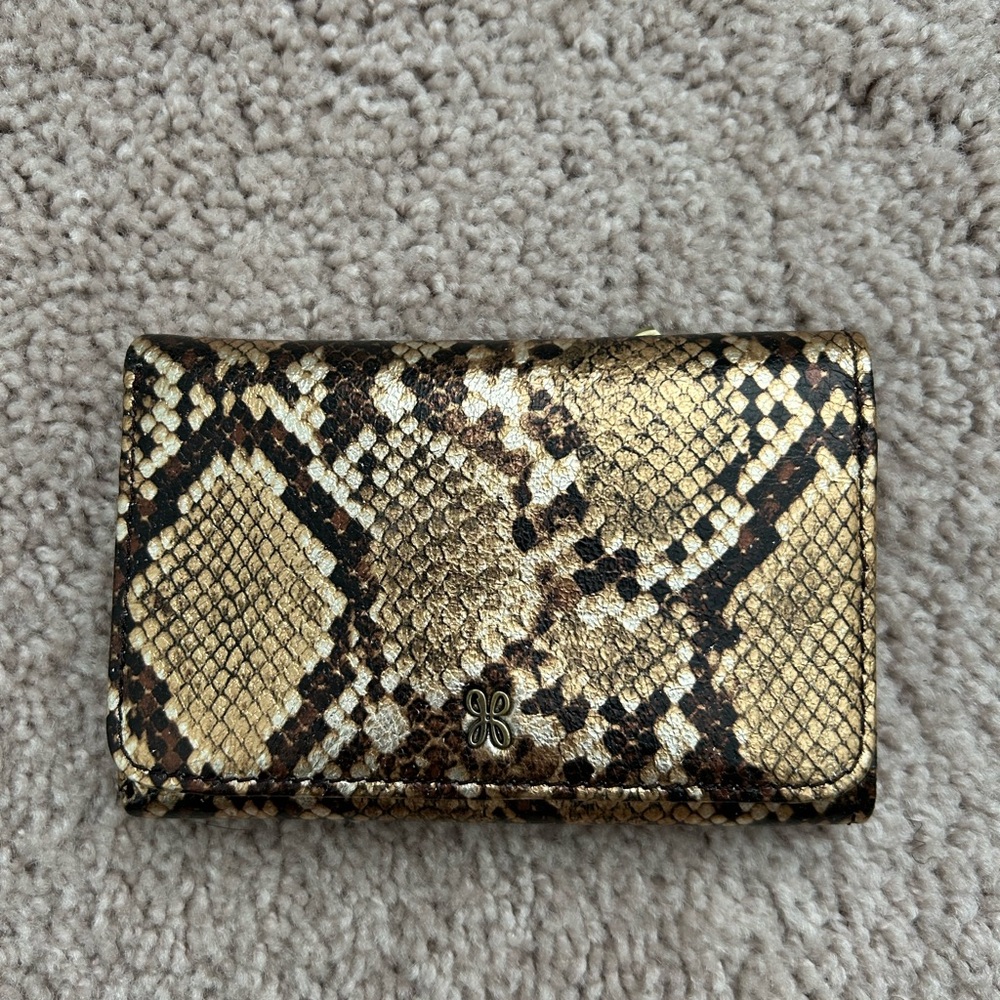 HOBO Jill Trifold Wallet in Golden Snake